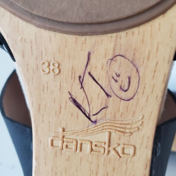 Dansko Black Leather Clogs with Tan Heel - Picture 9 of 9